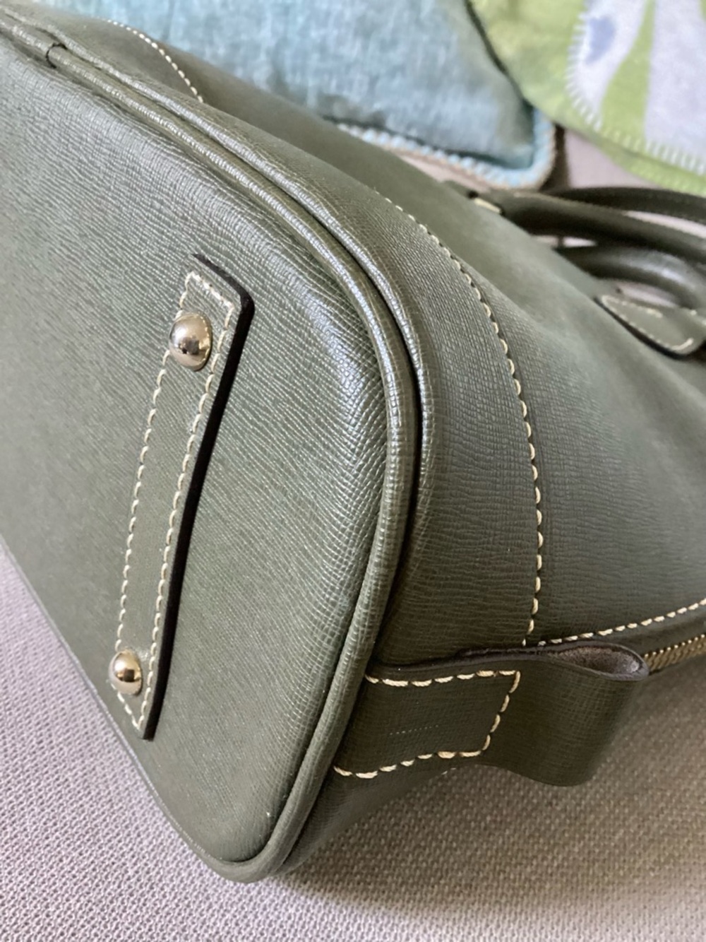 Dooney & Bourke Olive Saffiano Leather Satchel with Gold Hardware - Picture 7 of 13